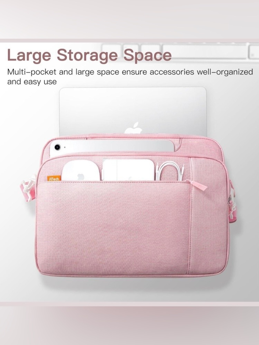 Pink Tablet Sleeve with Multi-Pocket Organizer